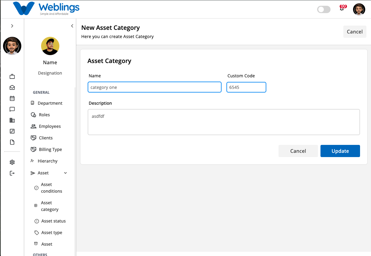 Edit an Asset Category