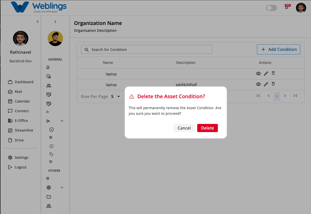 Delete an Asset Condition