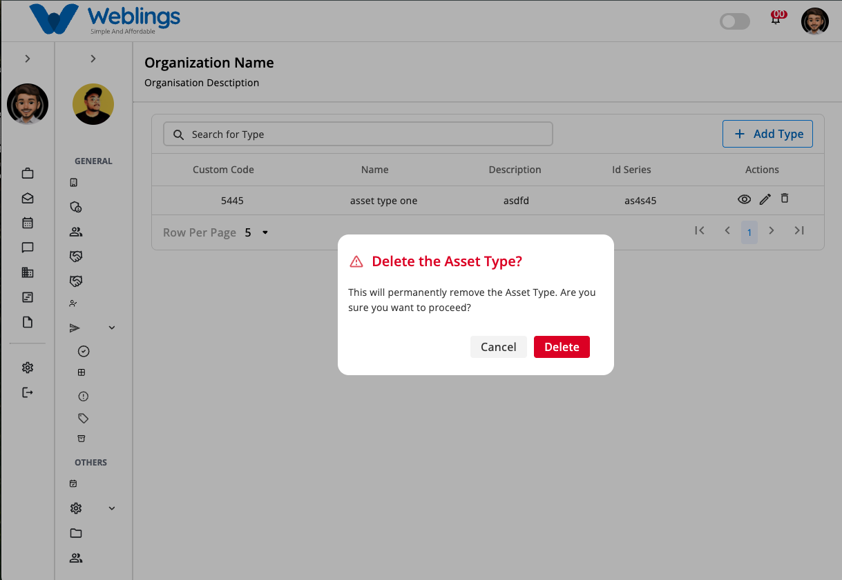 Delete an Asset Type