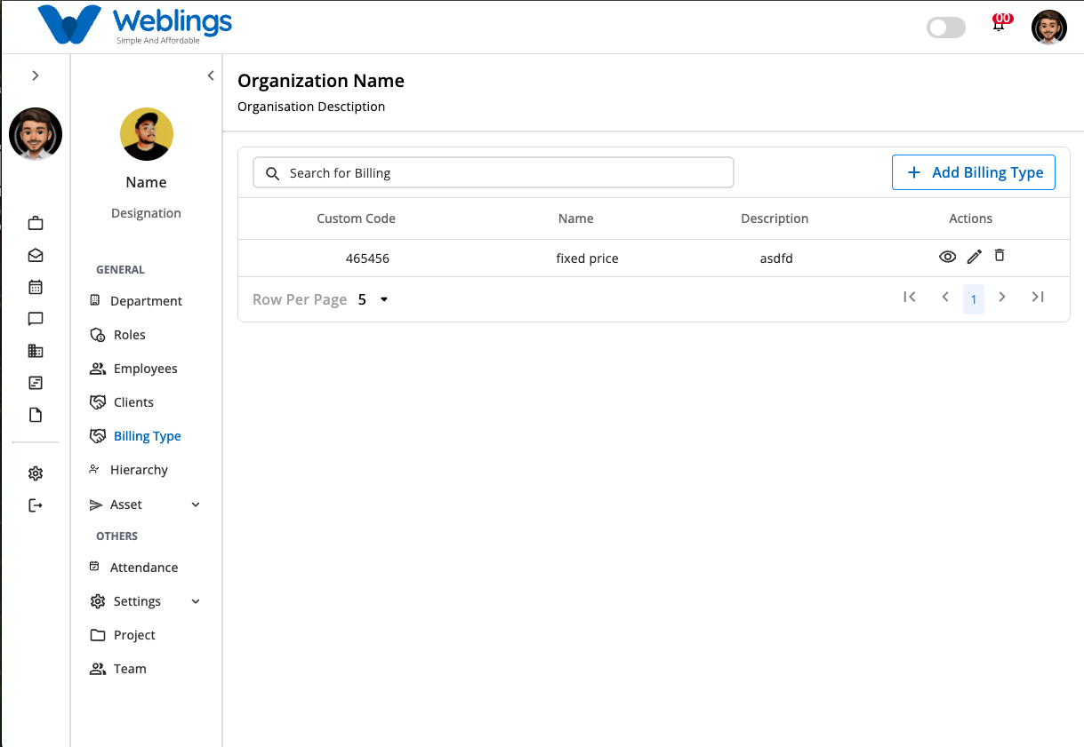 Billing Type