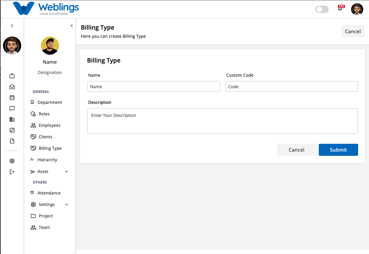 Add a Billing Type