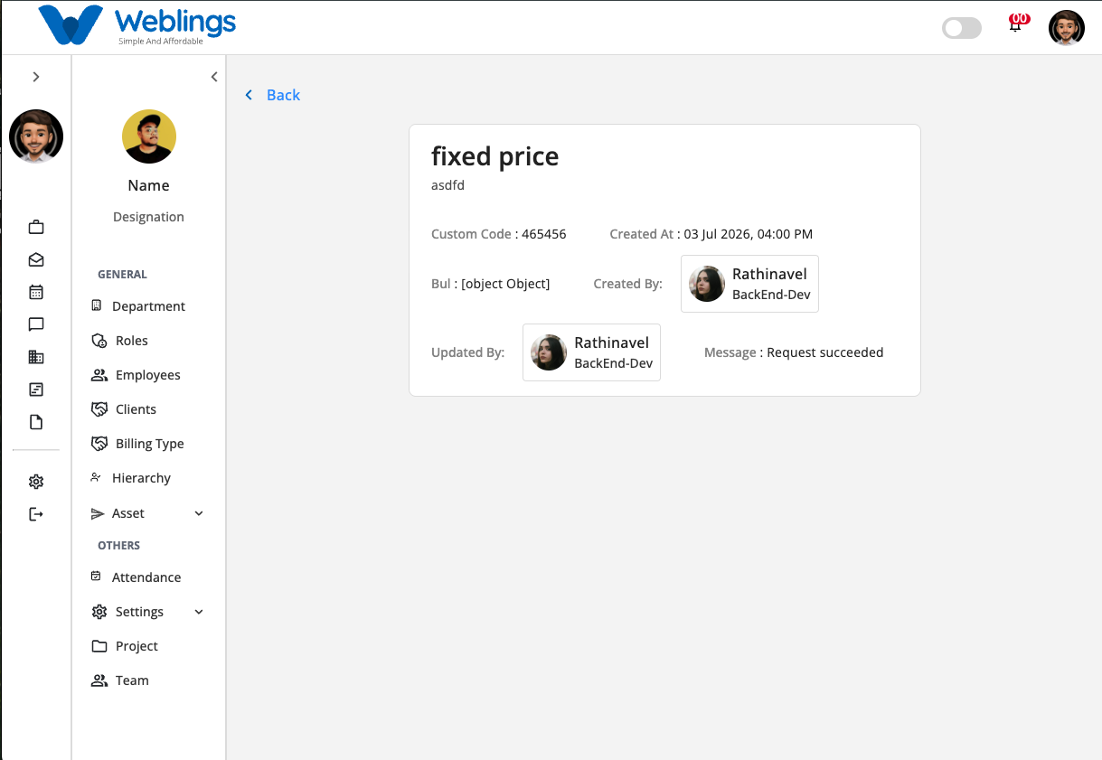 View Billing Type