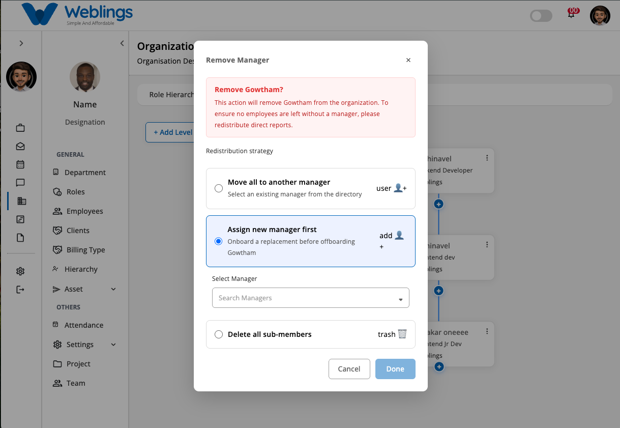Option 2 — Assign New Manager First