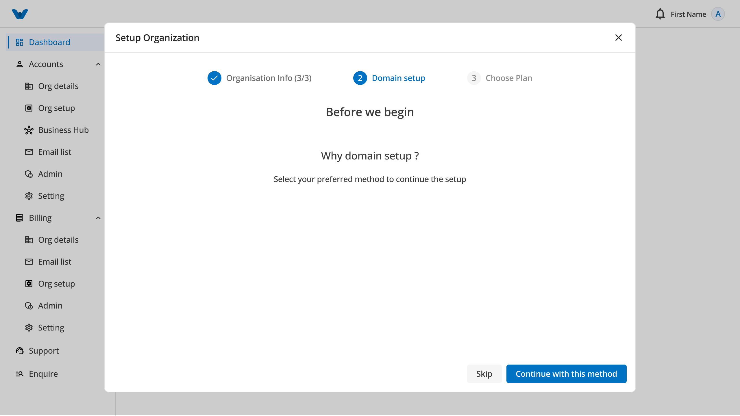Step 2: Domain Setup