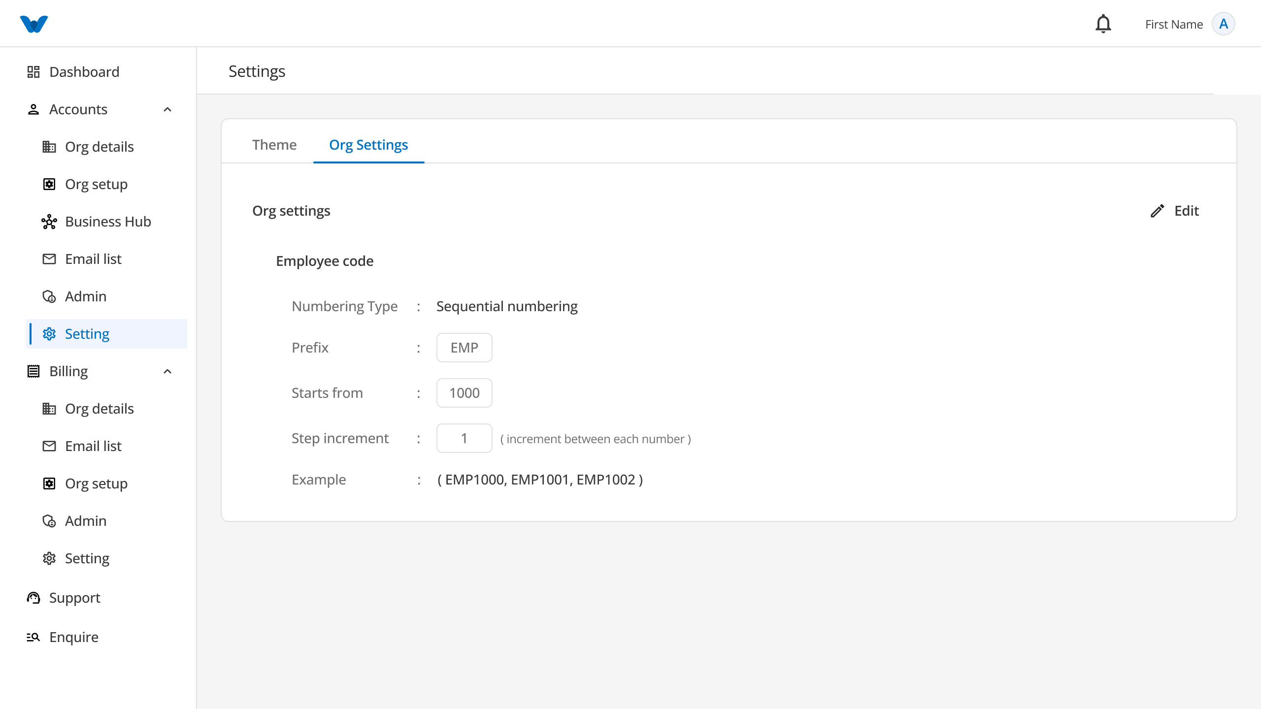 Organization Settings