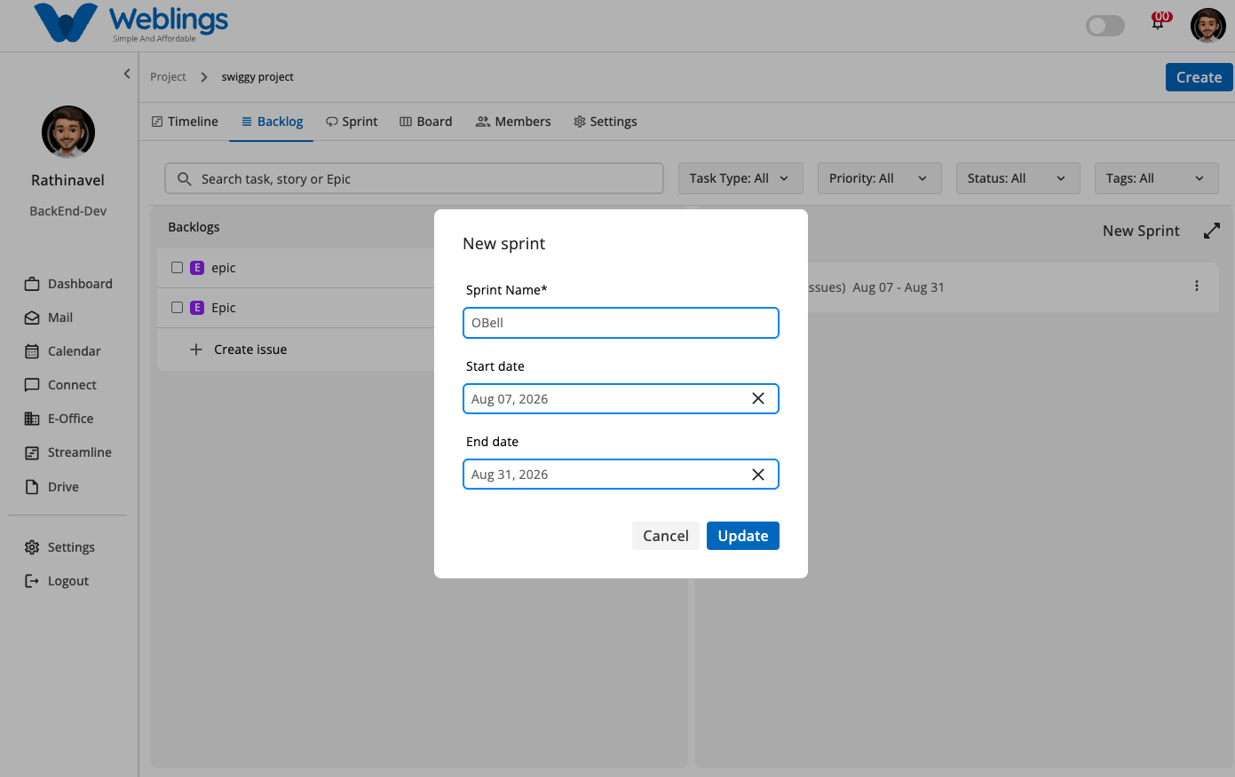 4. Editing a Sprint