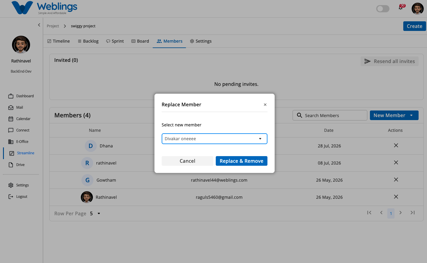 Removing or Replacing a Member