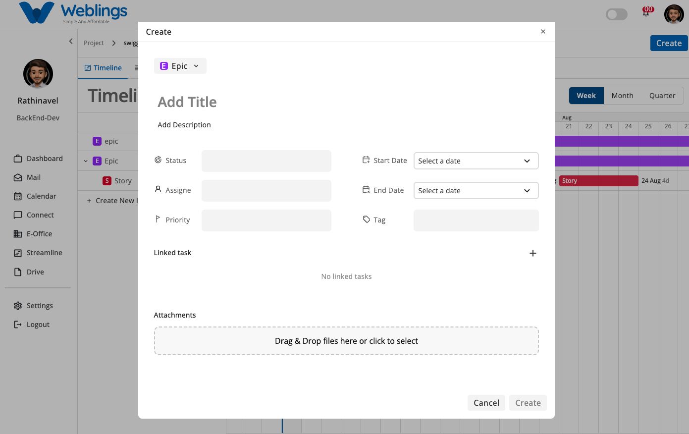Create a New Task or Epic