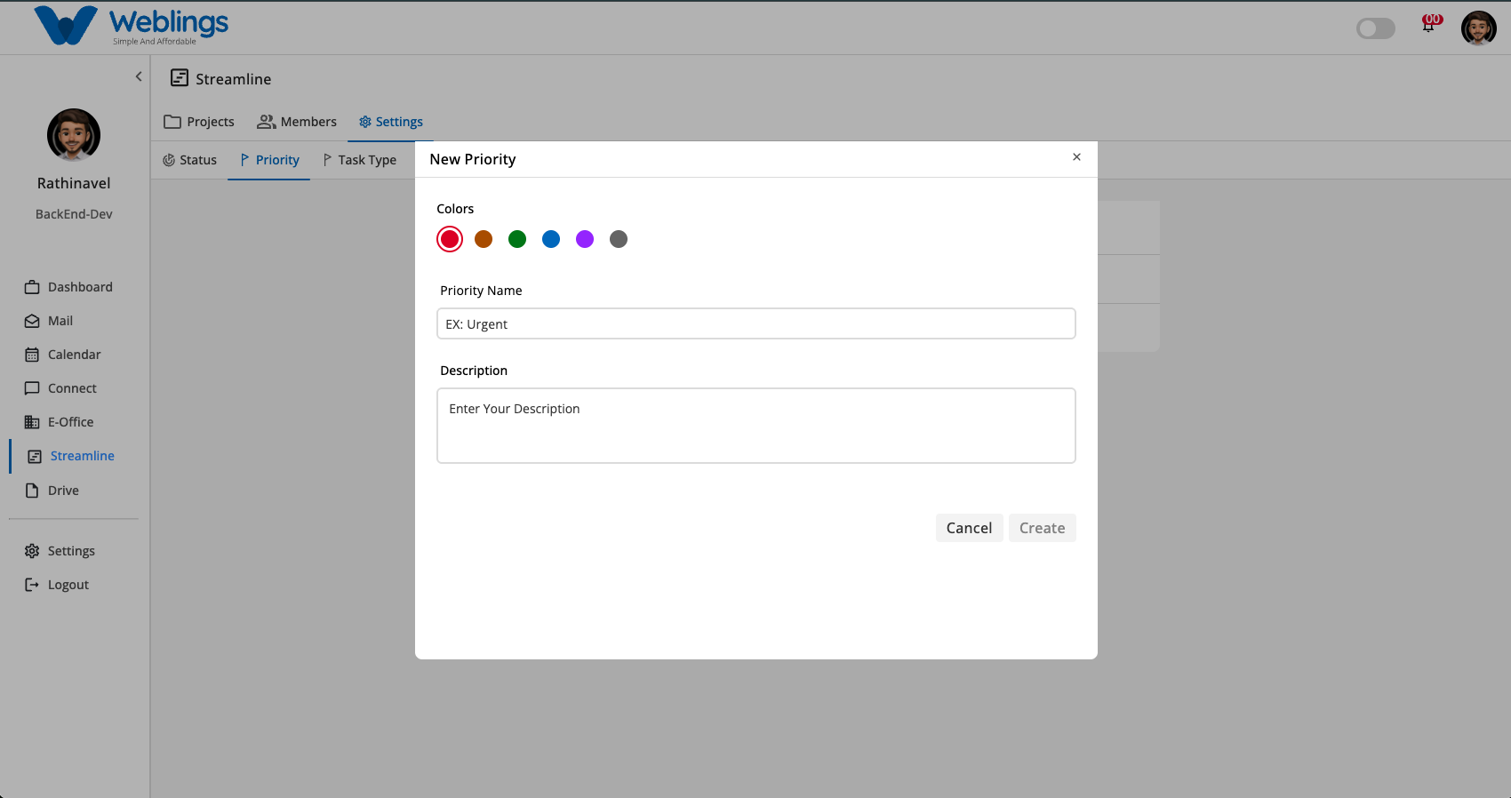 Creating a New Priority